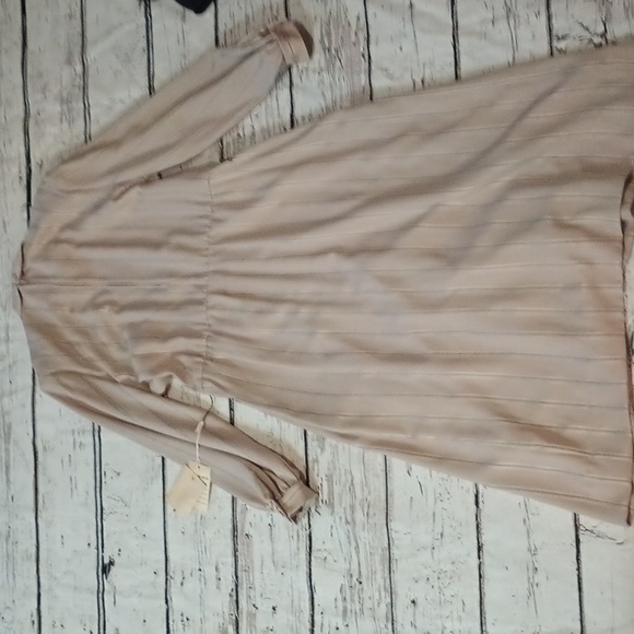 Henry Lee Tan Black Striped Vintage Union Made Long Sleeve Modest Dress 14 NWT - Picture 12 of 12